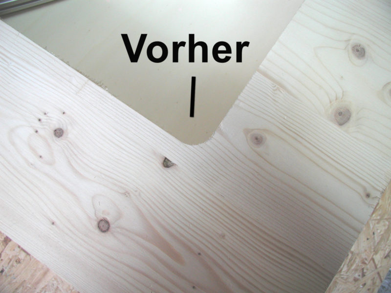 Wall element from cross laminated timber with rounding